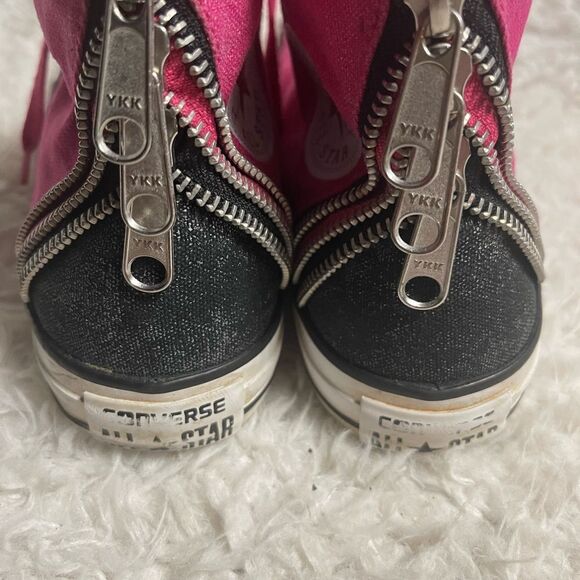 Converse CT All Star Hi Top Tri -Zip hot pink & black sparkly sneakers SZ 7.5 - Picture 6 of 12
